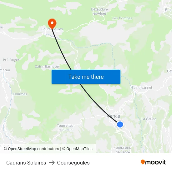 Cadrans Solaires to Coursegoules map
