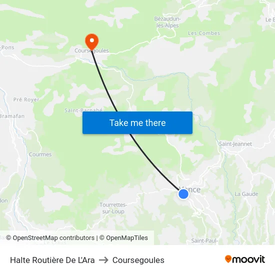 Halte Routière De L'Ara to Coursegoules map