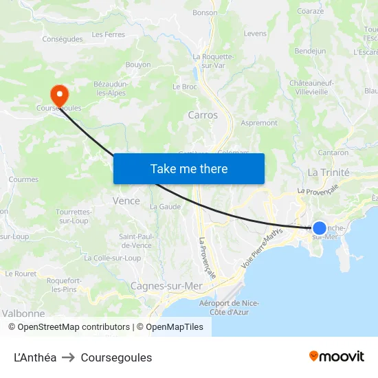 L’Anthéa to Coursegoules map