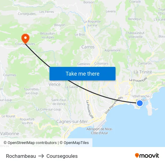 Rochambeau to Coursegoules map