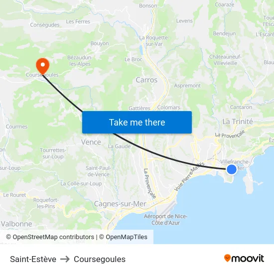Saint-Estève to Coursegoules map