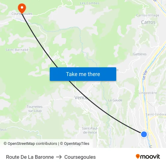 Route De La Baronne to Coursegoules map