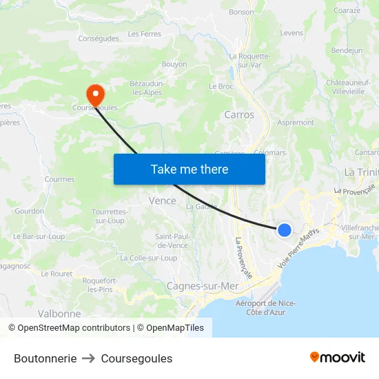 Boutonnerie to Coursegoules map