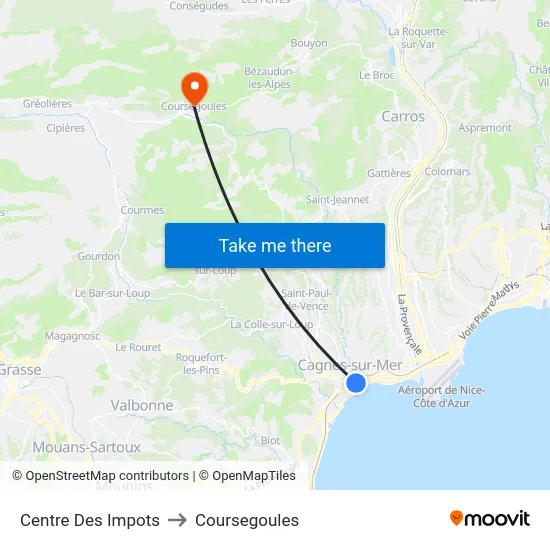 Centre Des Impots to Coursegoules map