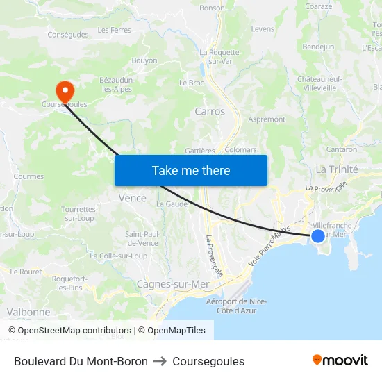 Boulevard Du Mont-Boron to Coursegoules map