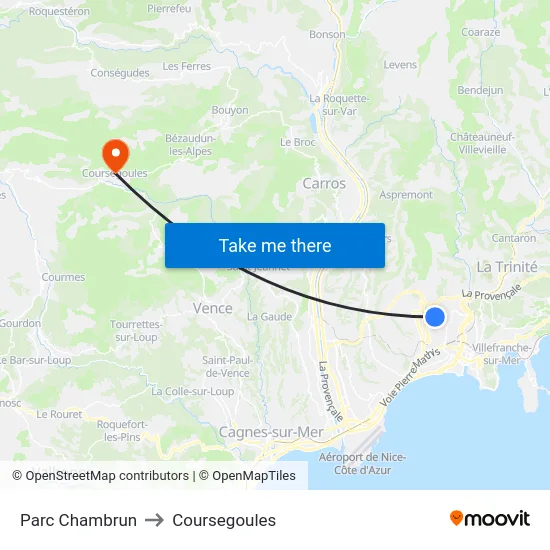 Parc Chambrun to Coursegoules map