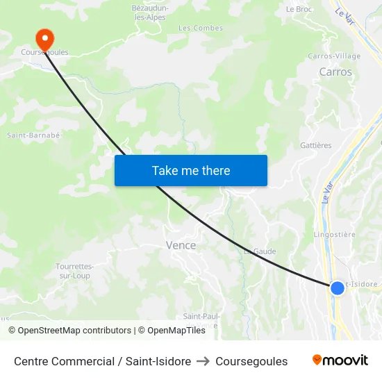 Centre Commercial / Saint-Isidore to Coursegoules map