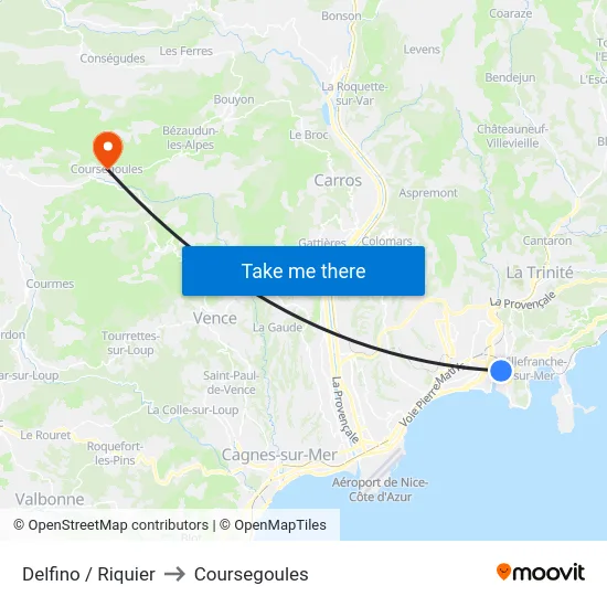 Delfino / Riquier to Coursegoules map