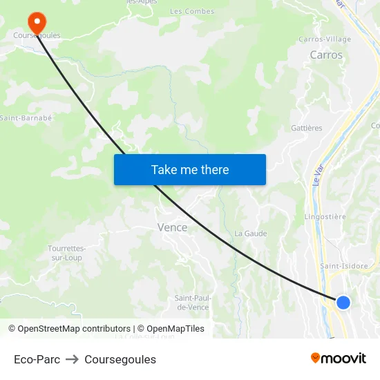 Eco-Parc to Coursegoules map