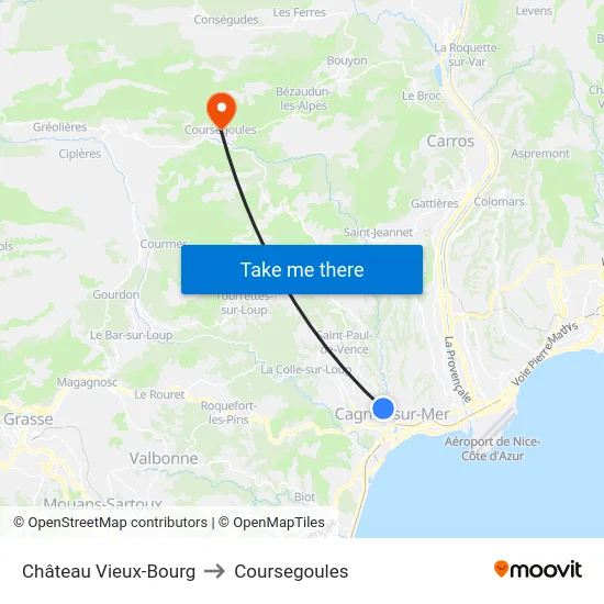 Château Vieux-Bourg to Coursegoules map