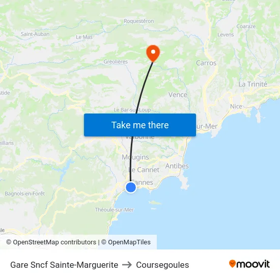 Gare Sncf Sainte-Marguerite to Coursegoules map