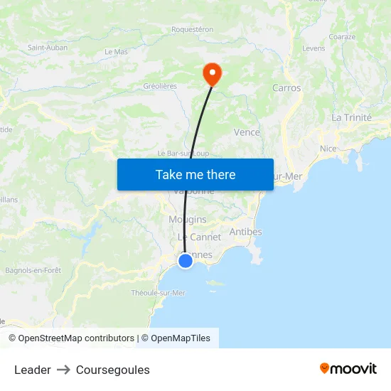 Leader to Coursegoules map