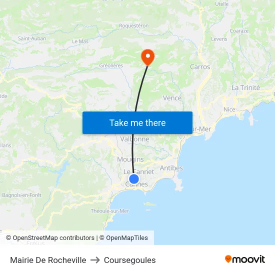 Mairie De Rocheville to Coursegoules map