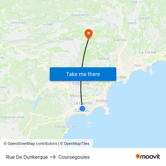 Rue De Dunkerque to Coursegoules map
