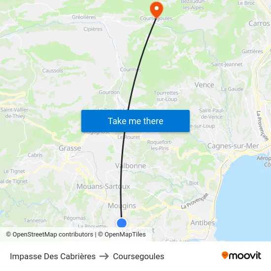 Impasse Des Cabrières to Coursegoules map