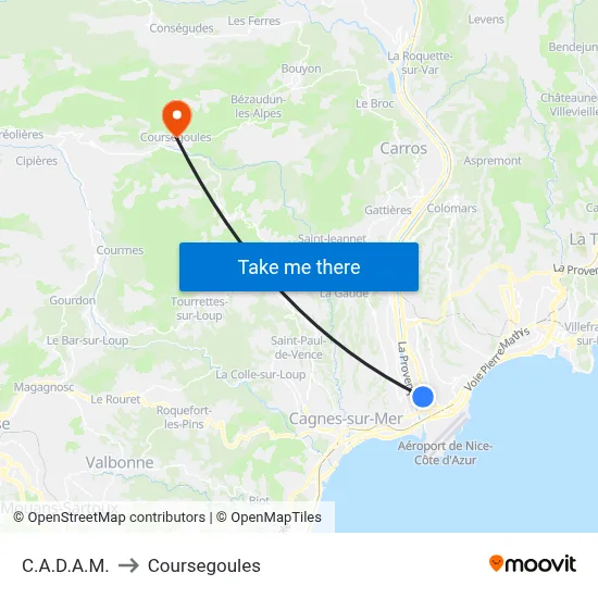 C.A.D.A.M. to Coursegoules map