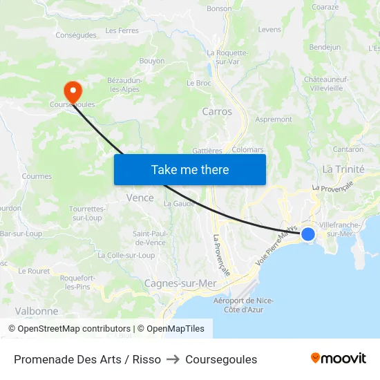 Promenade Des Arts / Risso to Coursegoules map