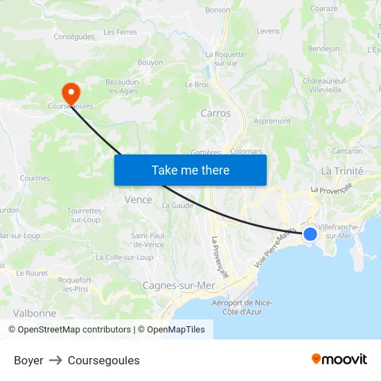 Boyer to Coursegoules map