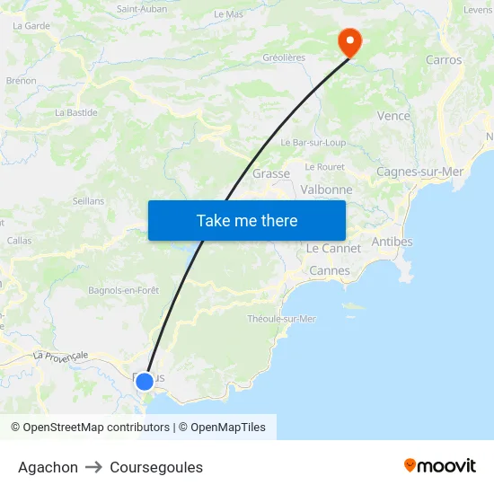 Agachon to Coursegoules map