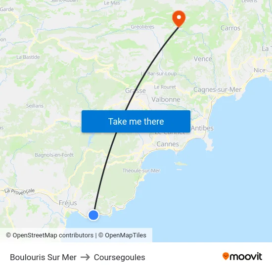 Boulouris Sur Mer to Coursegoules map