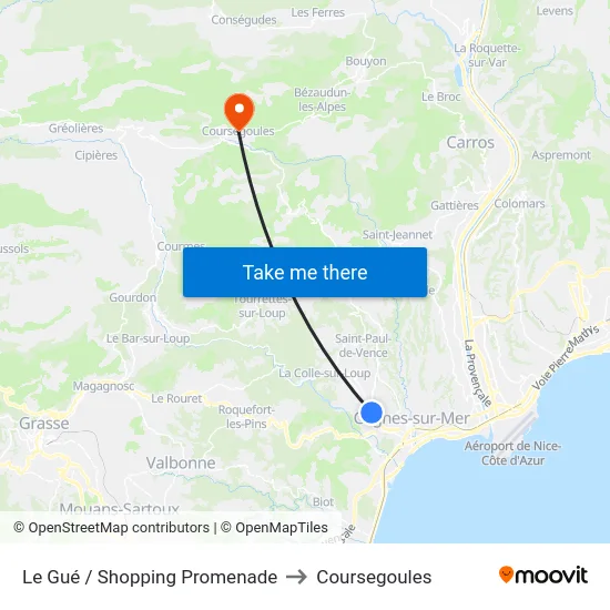 Le Gué / Shopping Promenade to Coursegoules map