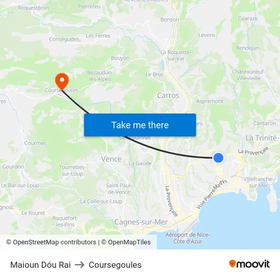 Maioun Dóu Rai to Coursegoules map