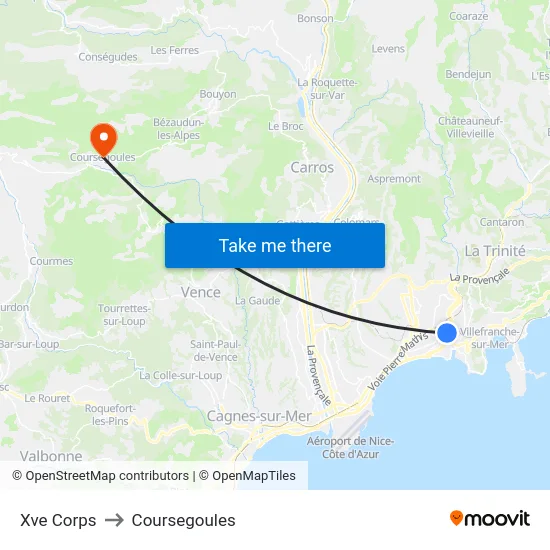 Xve Corps to Coursegoules map