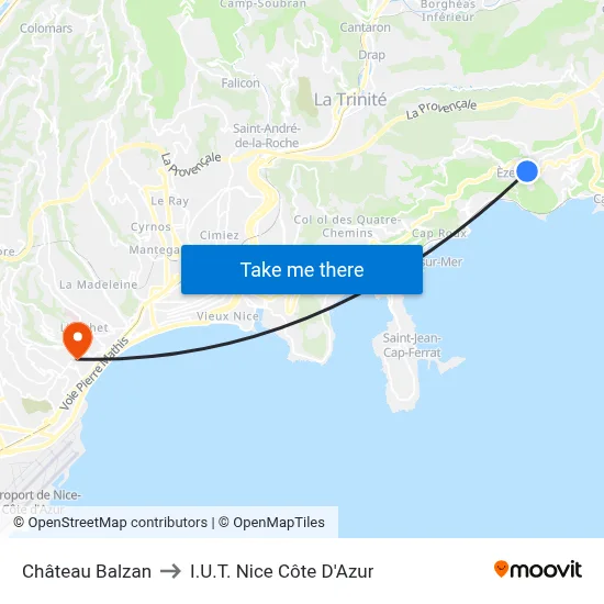 Château Balzan to I.U.T. Nice Côte D'Azur map