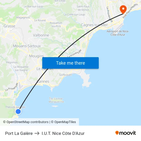 Port La Galère to I.U.T. Nice Côte D'Azur map