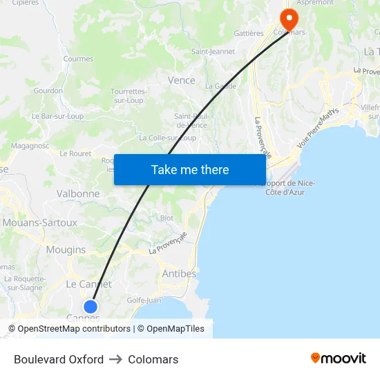 Boulevard Oxford to Colomars map
