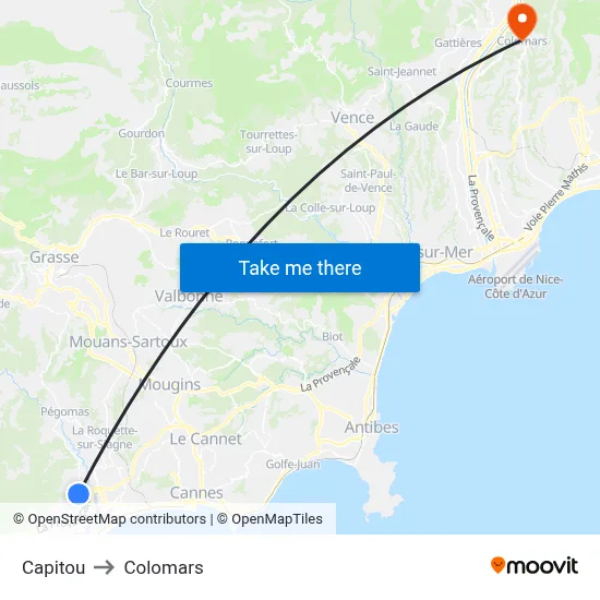 Capitou to Colomars map