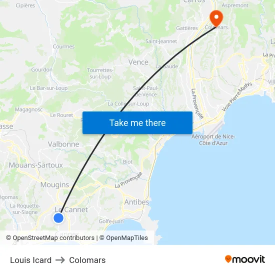 Louis Icard to Colomars map