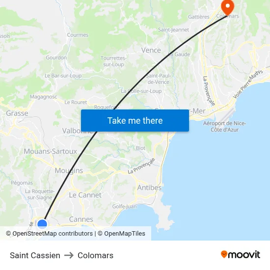 Saint Cassien to Colomars map
