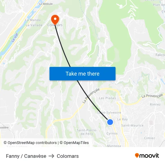 Fanny / Canavèse to Colomars map