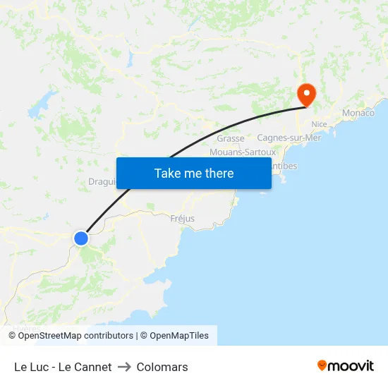 Le Luc - Le Cannet to Colomars map