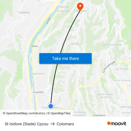 St Isidore (Stade) Cpzou to Colomars map