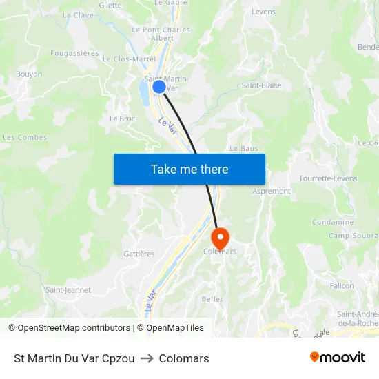 St Martin Du Var Cpzou to Colomars map