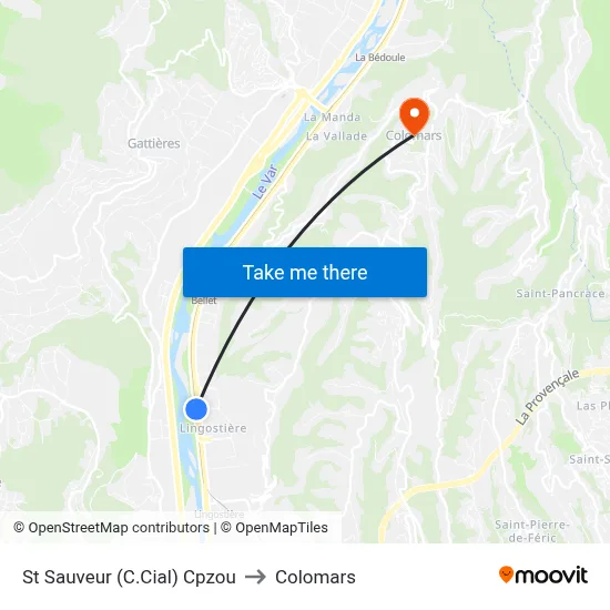 St Sauveur (C.Cial) Cpzou to Colomars map
