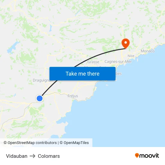 Vidauban to Colomars map