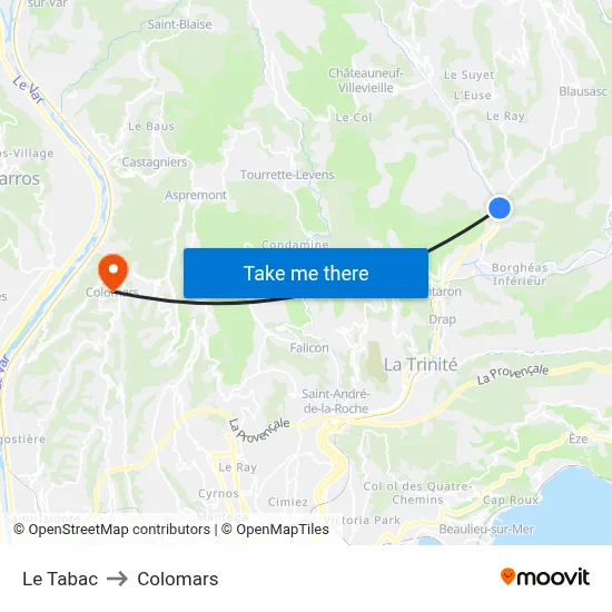 Le Tabac to Colomars map