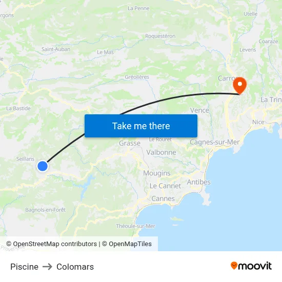 Piscine to Colomars map