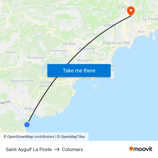 Saint Aygulf La Poste to Colomars map