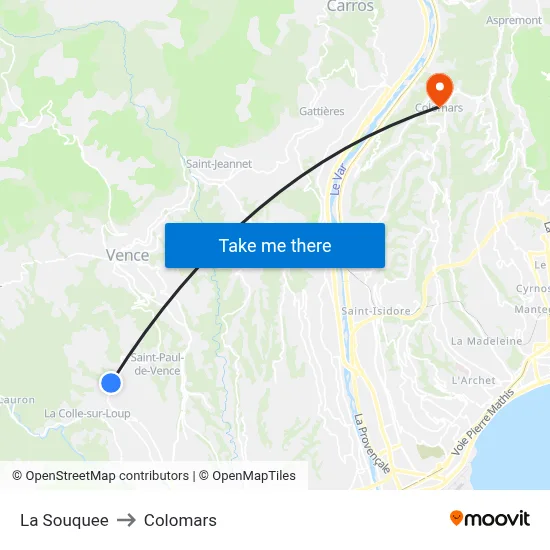 La Souquee to Colomars map