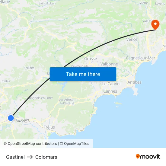 Gastinel to Colomars map