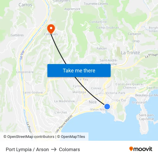 Port Lympia / Arson to Colomars map