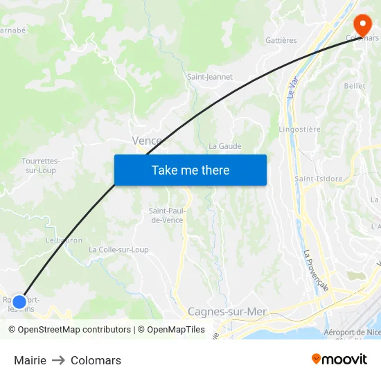 Mairie to Colomars map
