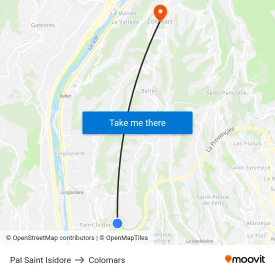 Pal Saint Isidore to Colomars map