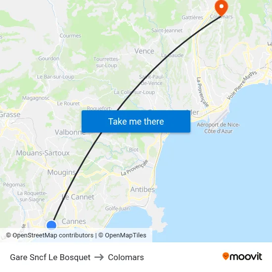 Gare Sncf Le Bosquet to Colomars map