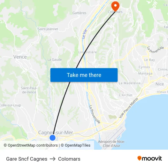 Gare Sncf Cagnes to Colomars map