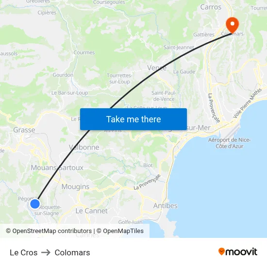 Le Cros to Colomars map